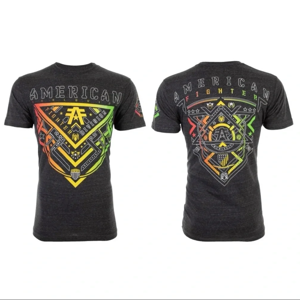 AMERICAN FIGHTER Mens T-shirt Alberta Black Athletic Fit L-3XL NWT - Picture 1 of 10
